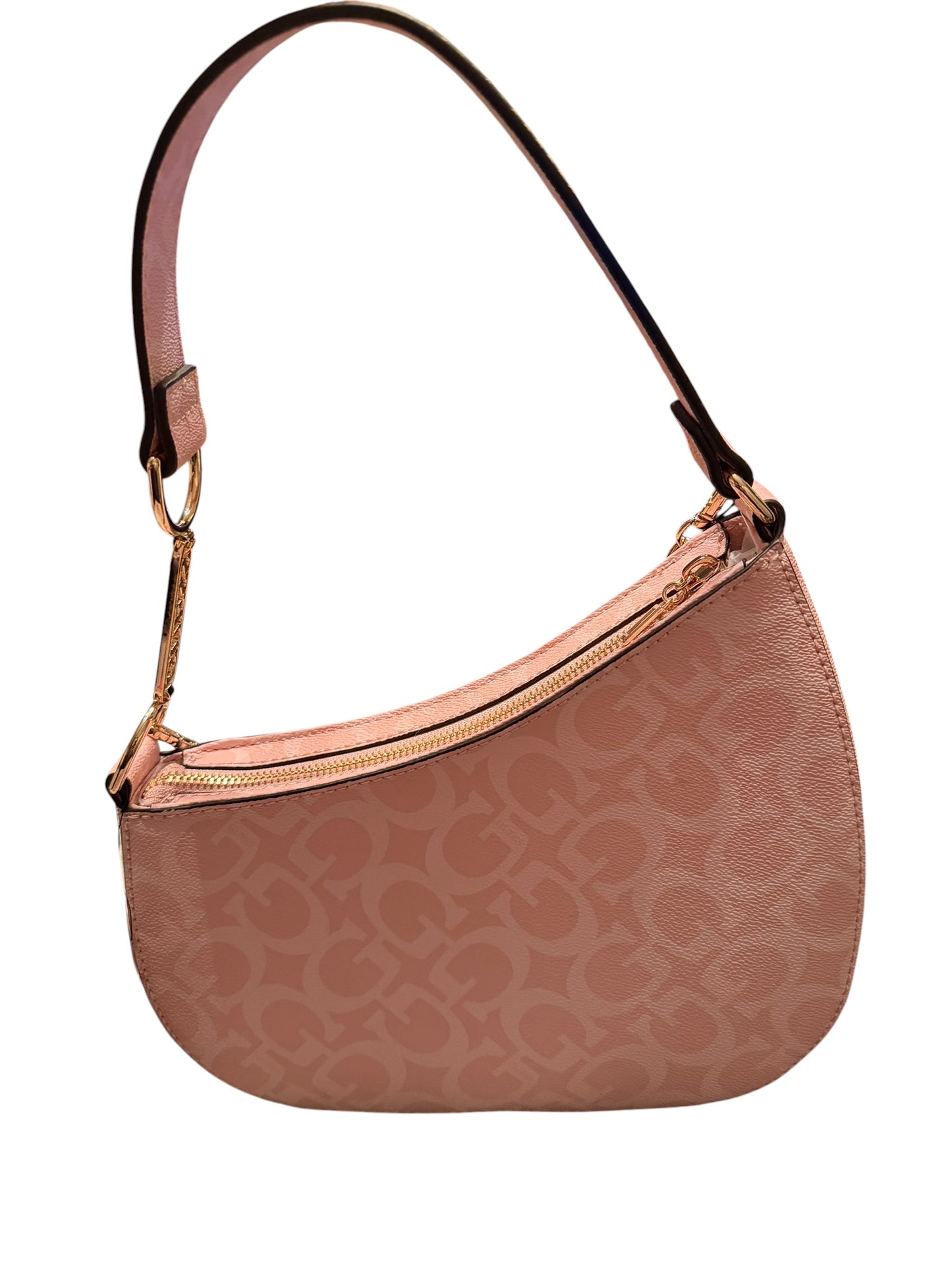 Bolso Hobo Guess Bobbin Monogram Rosa Suave con Charms Dorados