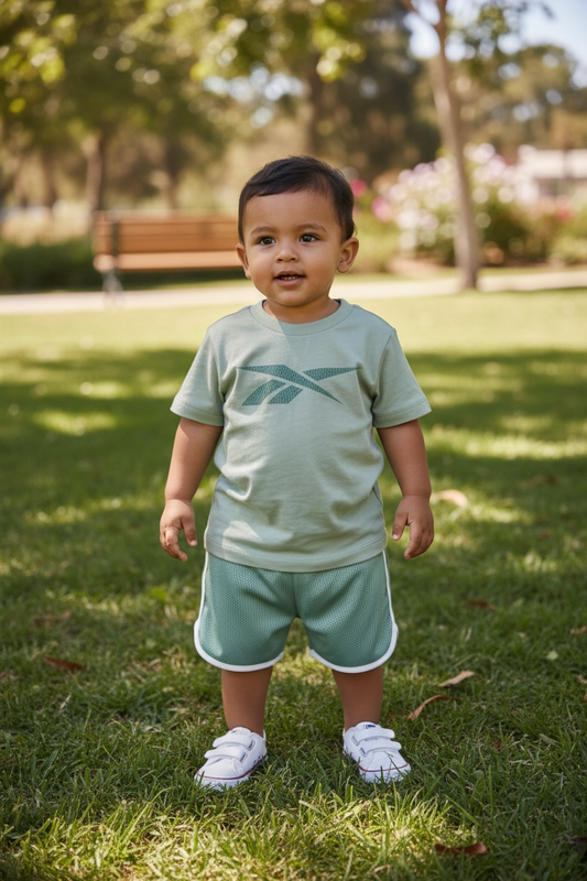 Conjunto Deportivo 3 Piezas Niño Reebok Verde (2 Camisetas + Short) Talla 3T