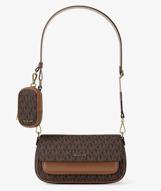 Bolso Crossbody Michael Kors Signature Marrón con Monedero Desmontable