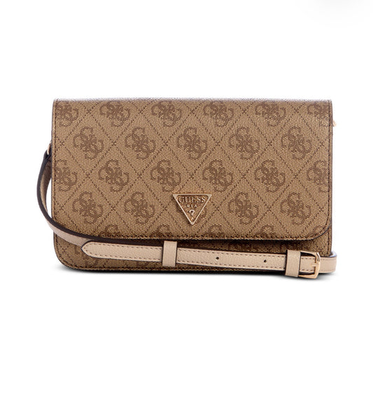 Bolso Crossbody GUESS Noelle II con Solapa Estampado Latte Logo