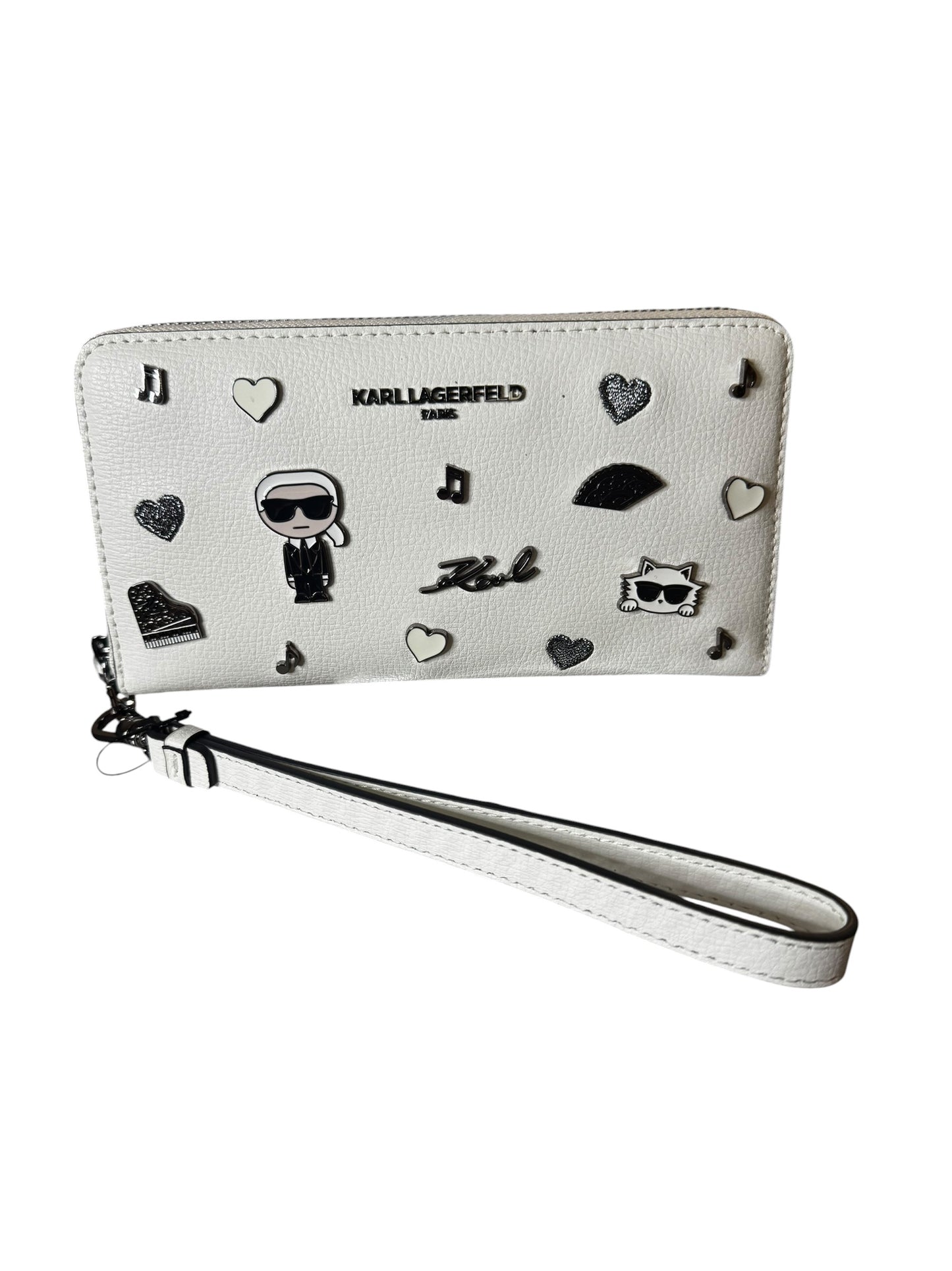 Billetera Karl Lagerfeld Blanca con Muñequera y Detalles Ikonik