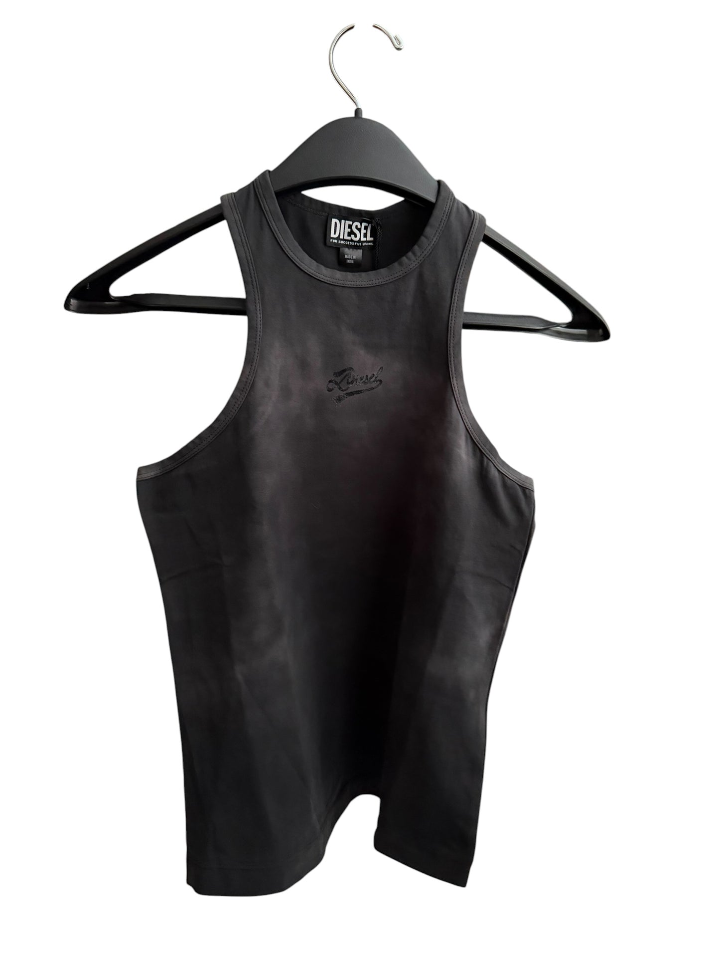 Camiseta Sin Mangas Diesel Mujer Negra Premium con Logo Bordado