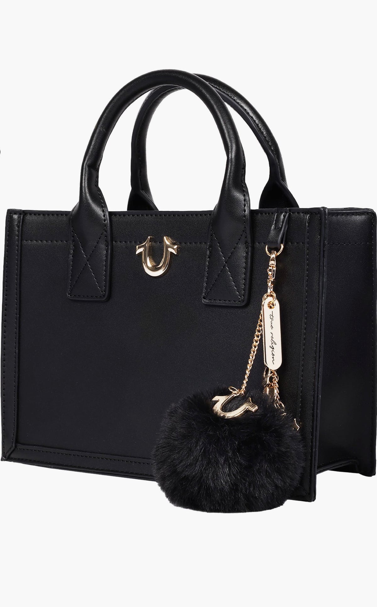 Bolso Tote True Religion Horseshoe Negro con Pompón