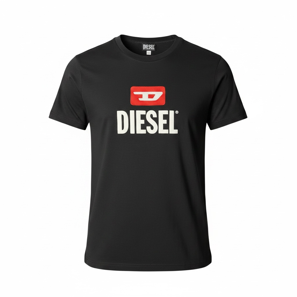 Camiseta Diesel Mujer Negra con Logo Bordado Vintage