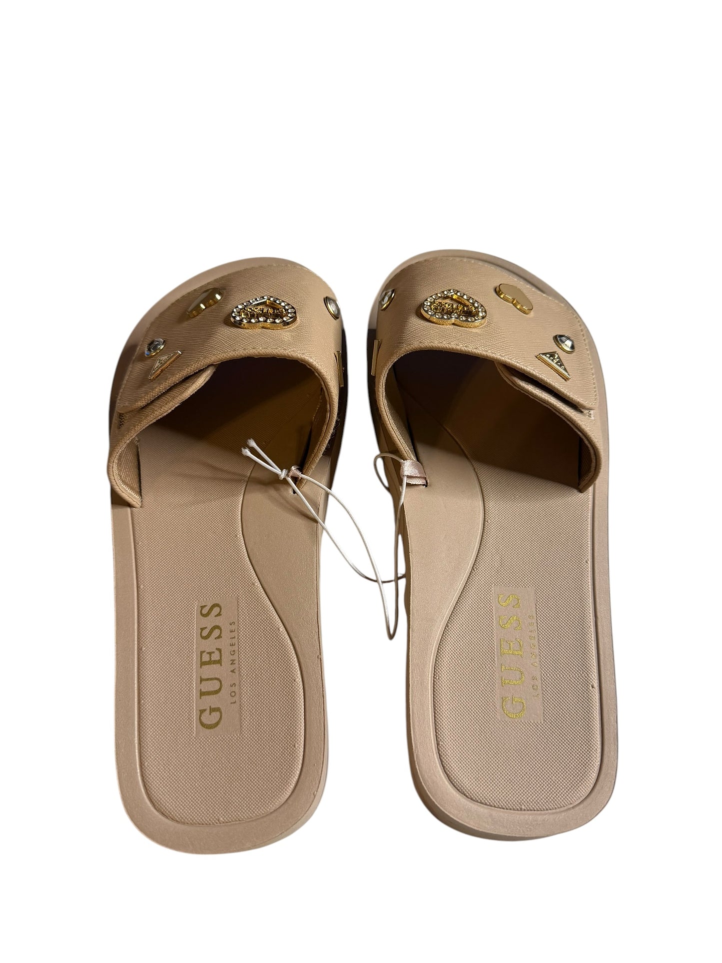 Sandalias Guess Mujer Beige con Detalles Dorados Talla 7