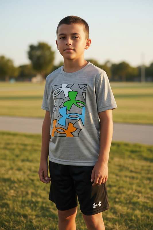 Conjunto Under Armour Niño 2 Piezas Talla 5 – Camiseta Khaki y Short Deportivo