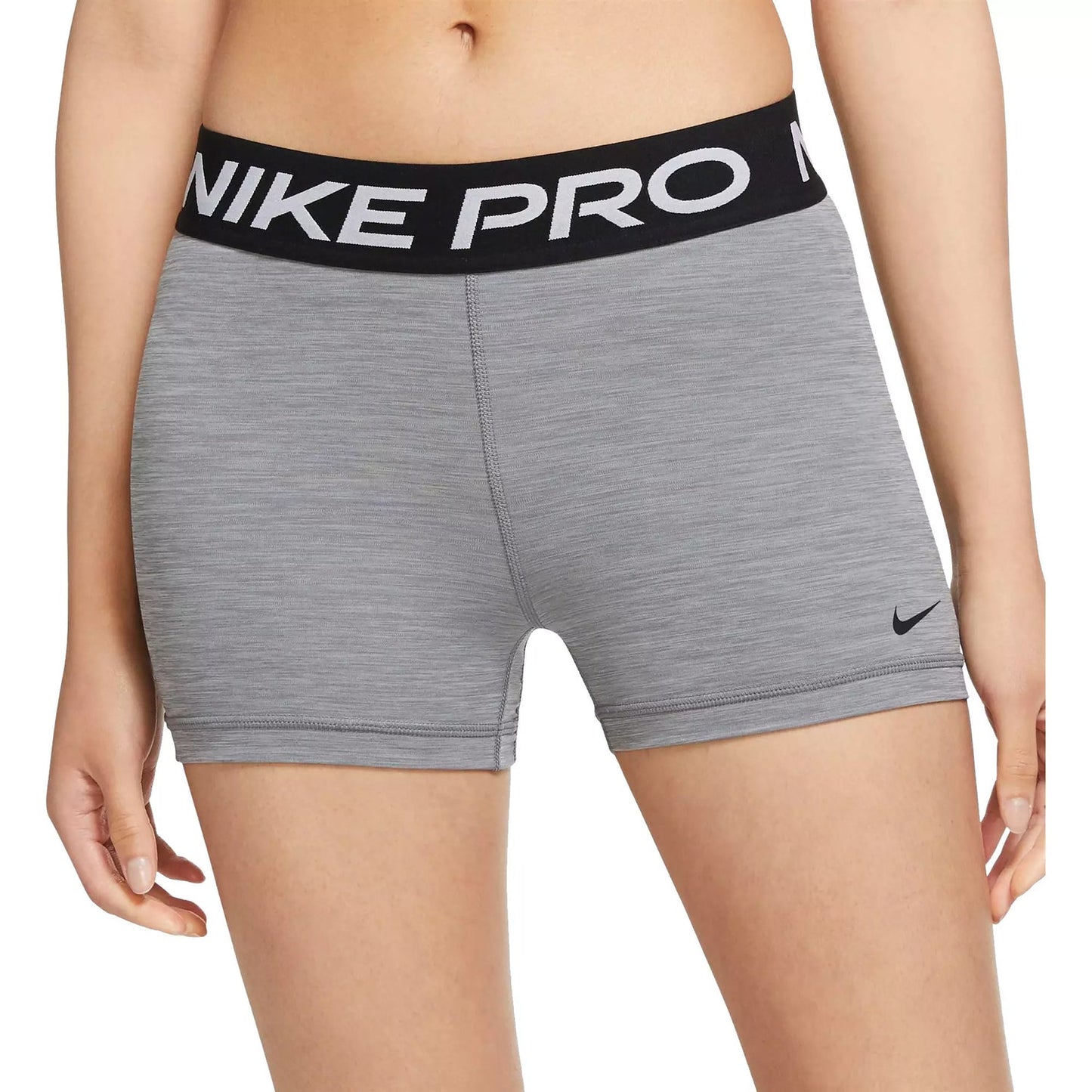 Short Nike Pro Mujer Gris Jaspeado – Licra Deportiva Original Dri-FIT con Logo Negro