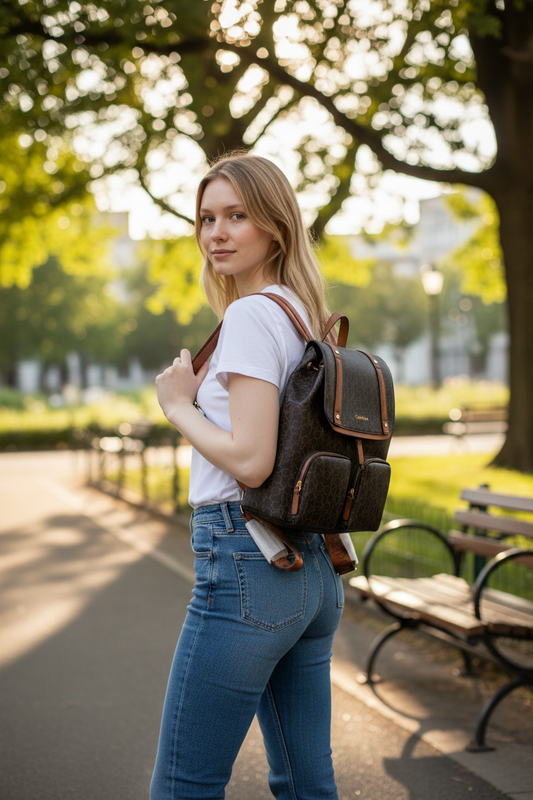 Mochila Calvin Klein Monograma Café para Mujer