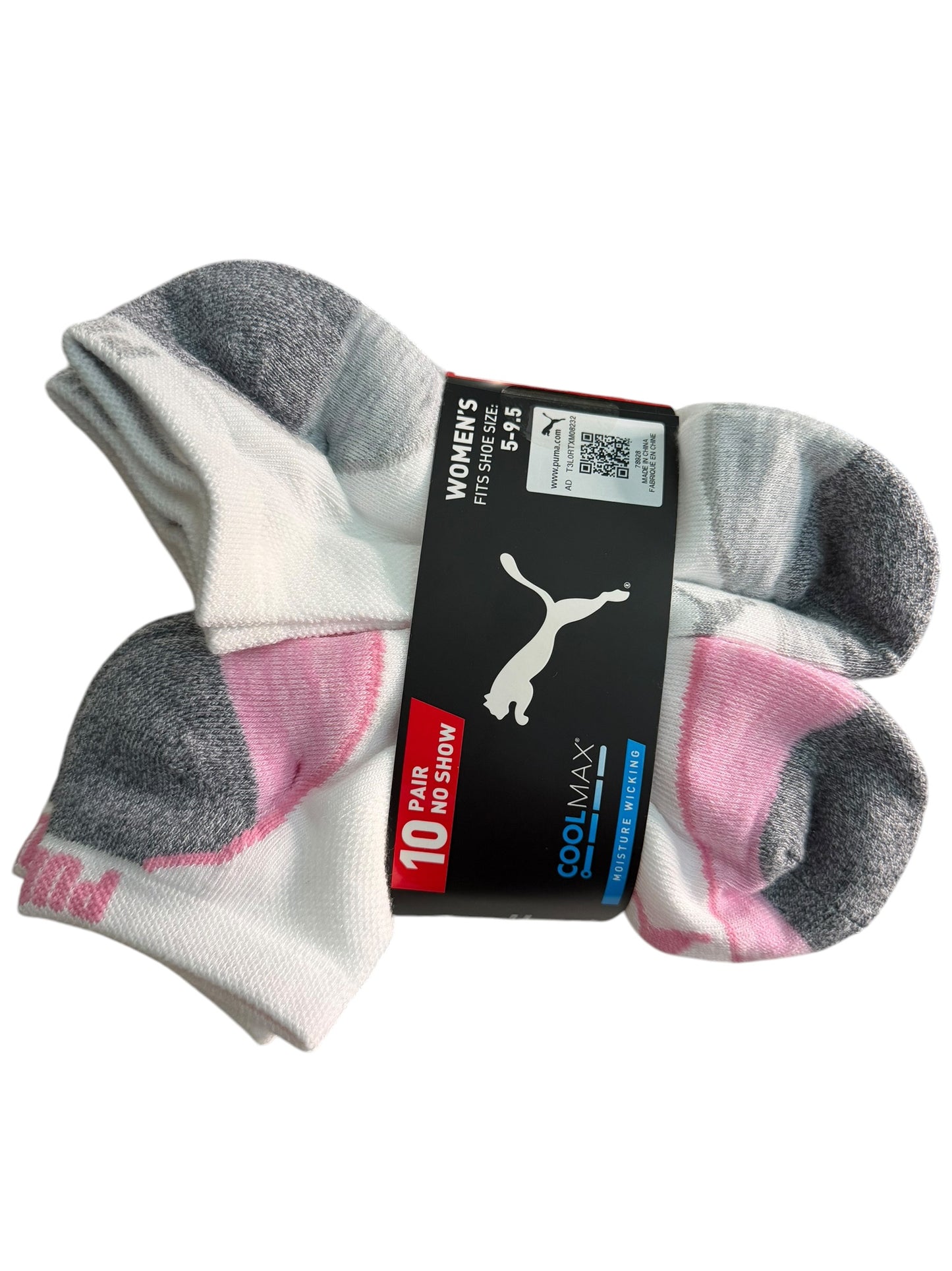 Medias Puma No Show CoolMax para Mujer – Paquete de 10 Pares | Absorben la Humedad | Talla 5-9.5