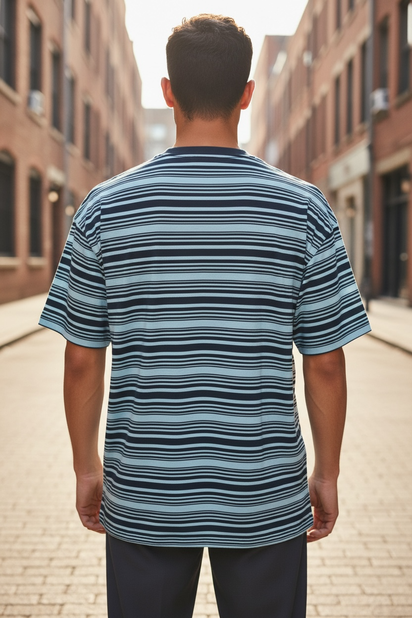 Camiseta Nike SB Rayas Azul Claro y Negro para Hombre