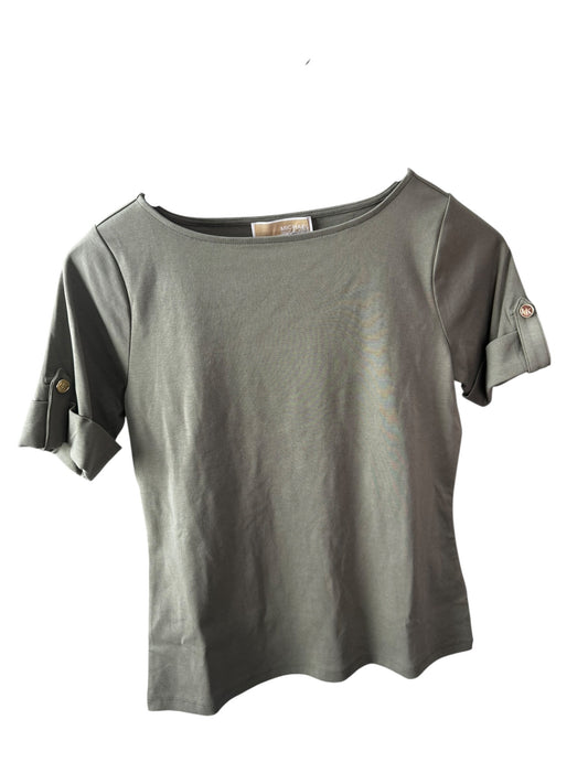 Camiseta Michael Kors para Mujer Verde Oliva con Botones en Mangas