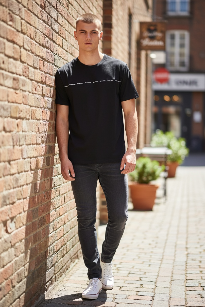 Camiseta Calvin Klein Negra con Banda Logo Horizontal
