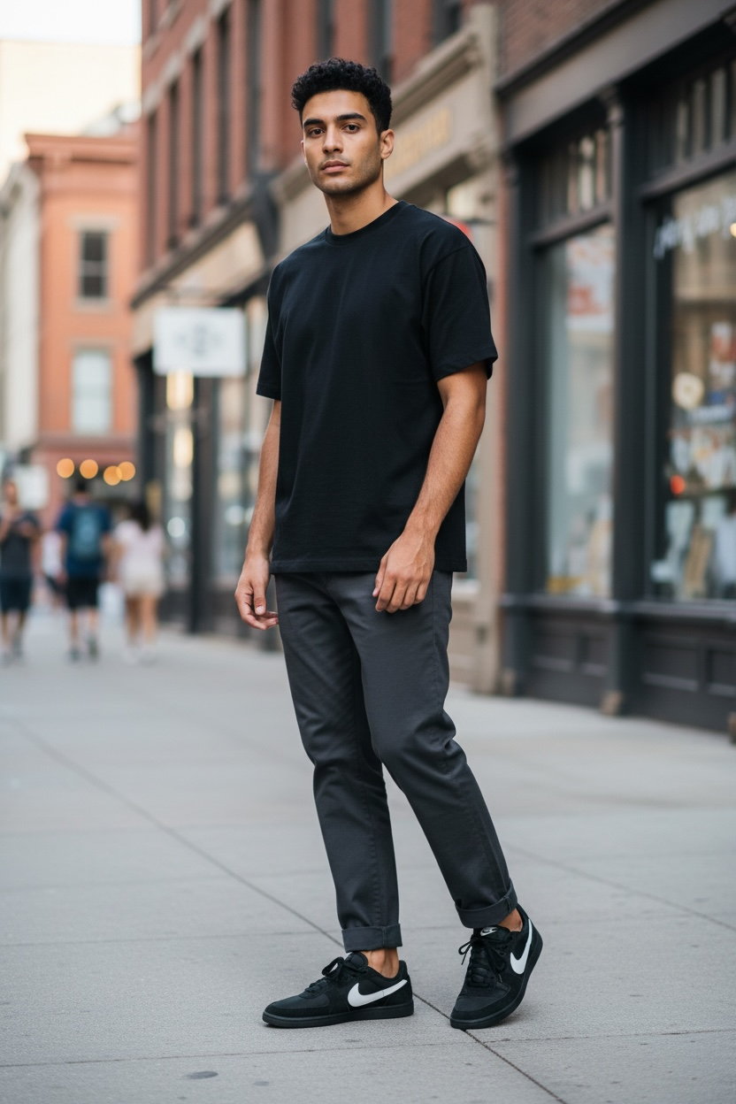 Tenis Nike Hombre Negros con Swoosh Blanco – Estilo Clásico y Urbano