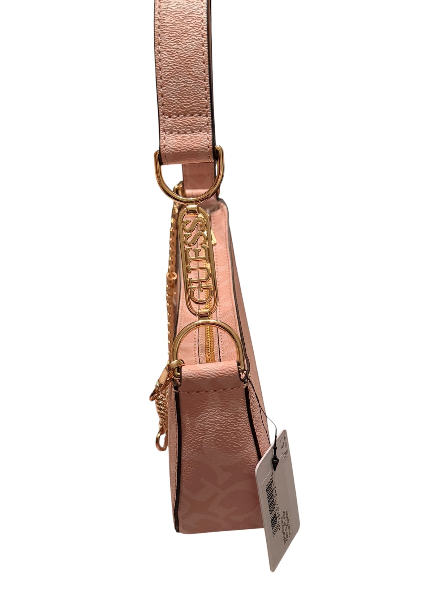 Bolso Hobo Guess Bobbin Monogram Rosa Suave con Charms Dorados