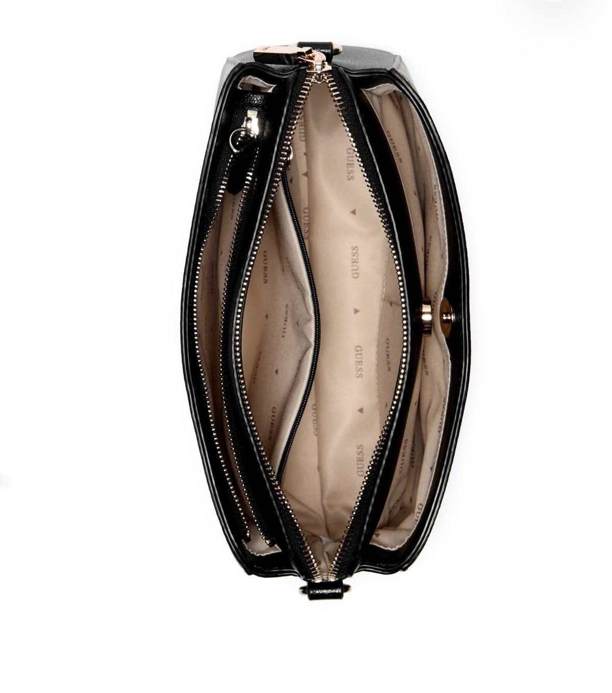 Bolso Crossbody GUESS Bicolor Café Castaño y Negro