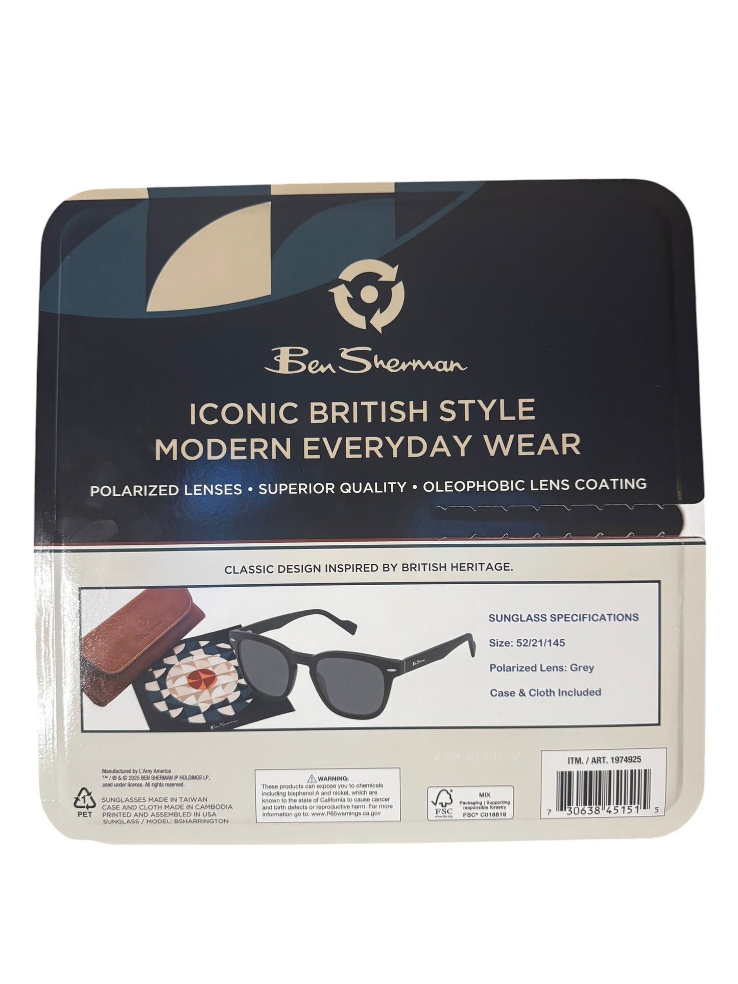 Gafas de Sol Ben Sherman para Hombre Polarizadas con Protección UV400 – Estilo Clásico Negro