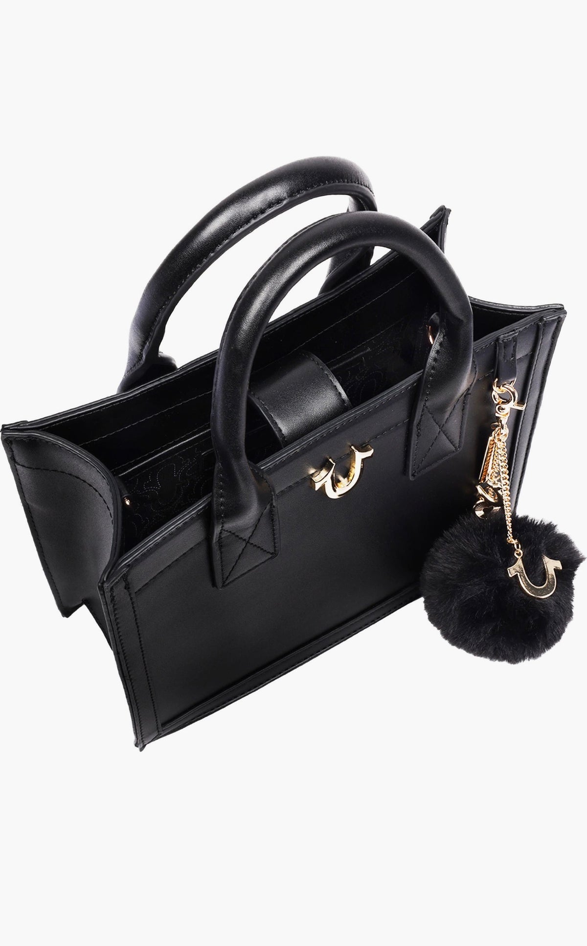 Bolso Tote True Religion Horseshoe Negro con Pompón