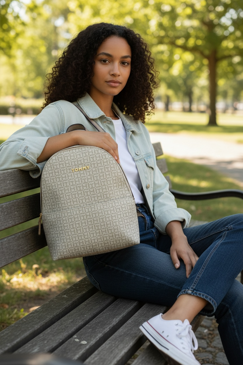 Morral Tommy Hilfiger Monogram Beige para Mujer