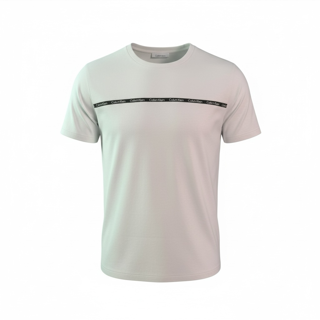 Camiseta Calvin Klein para Hombre Blanca con Banda de Logo en el Pecho