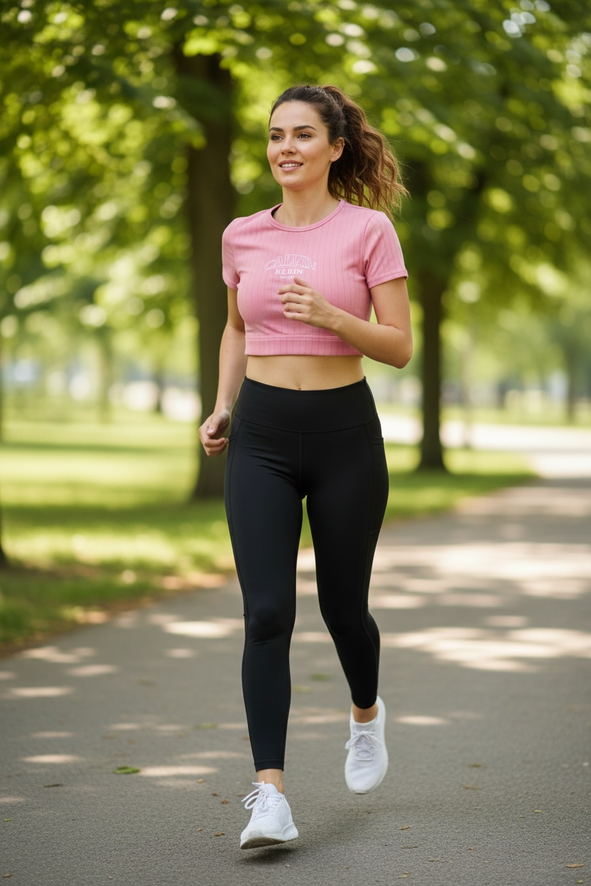 Camiseta Crop Top Calvin Klein Rosa Mujer – Ribbed Logo