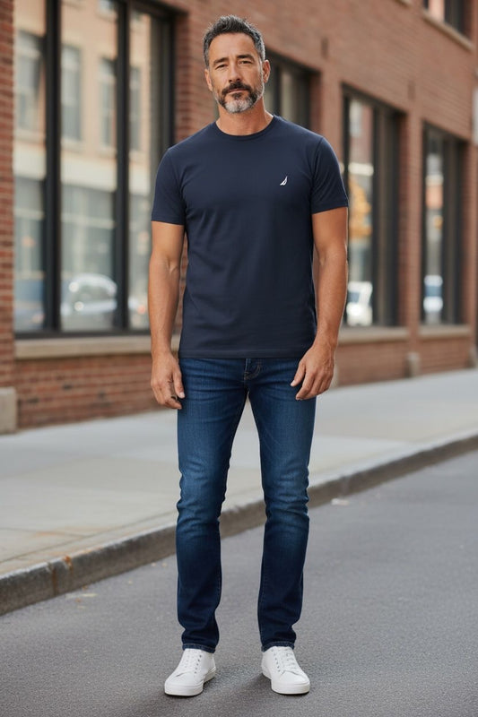 Camiseta Náutica para Hombre Azul Marino con Logo Bordado
