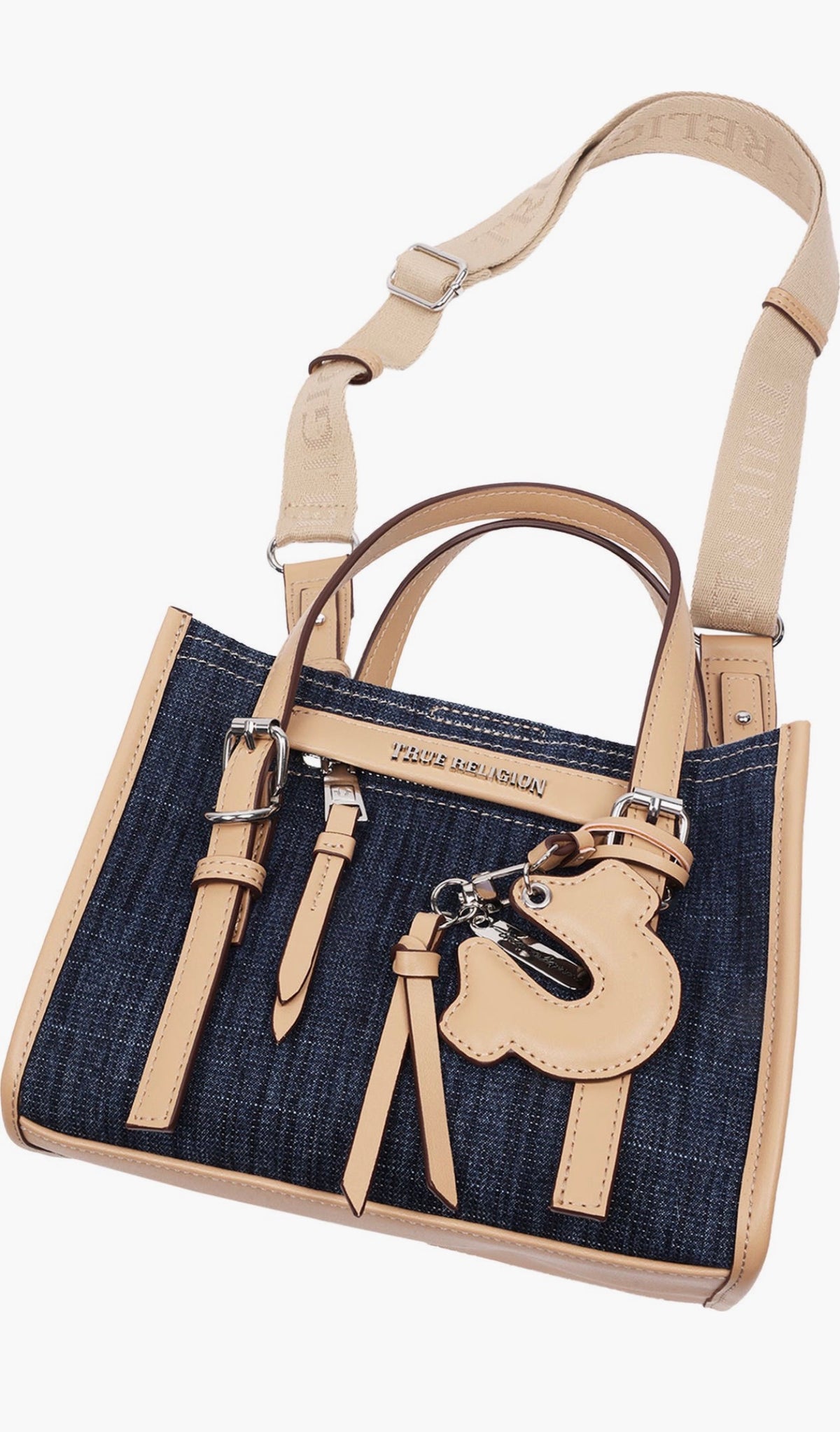Bolso mini tote True Religion de mezclilla oscura
