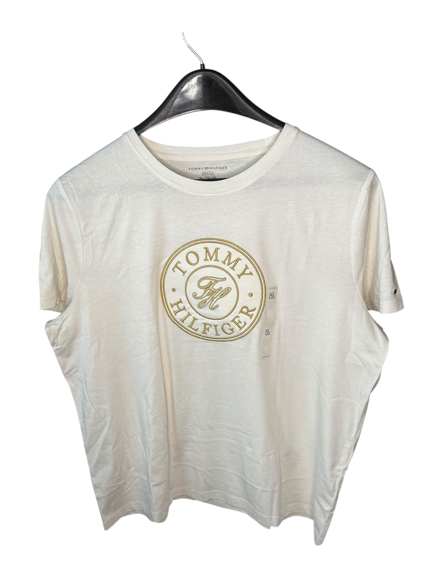 Camiseta Tommy Hilfiger para Mujer Blanca con Logo Circular Dorado