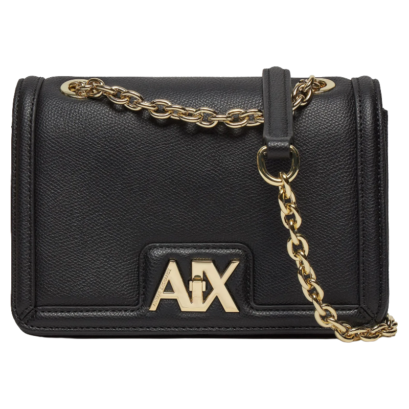 Bolso Crossbody Armani Exchange A|X Negro con Cadena Dorada