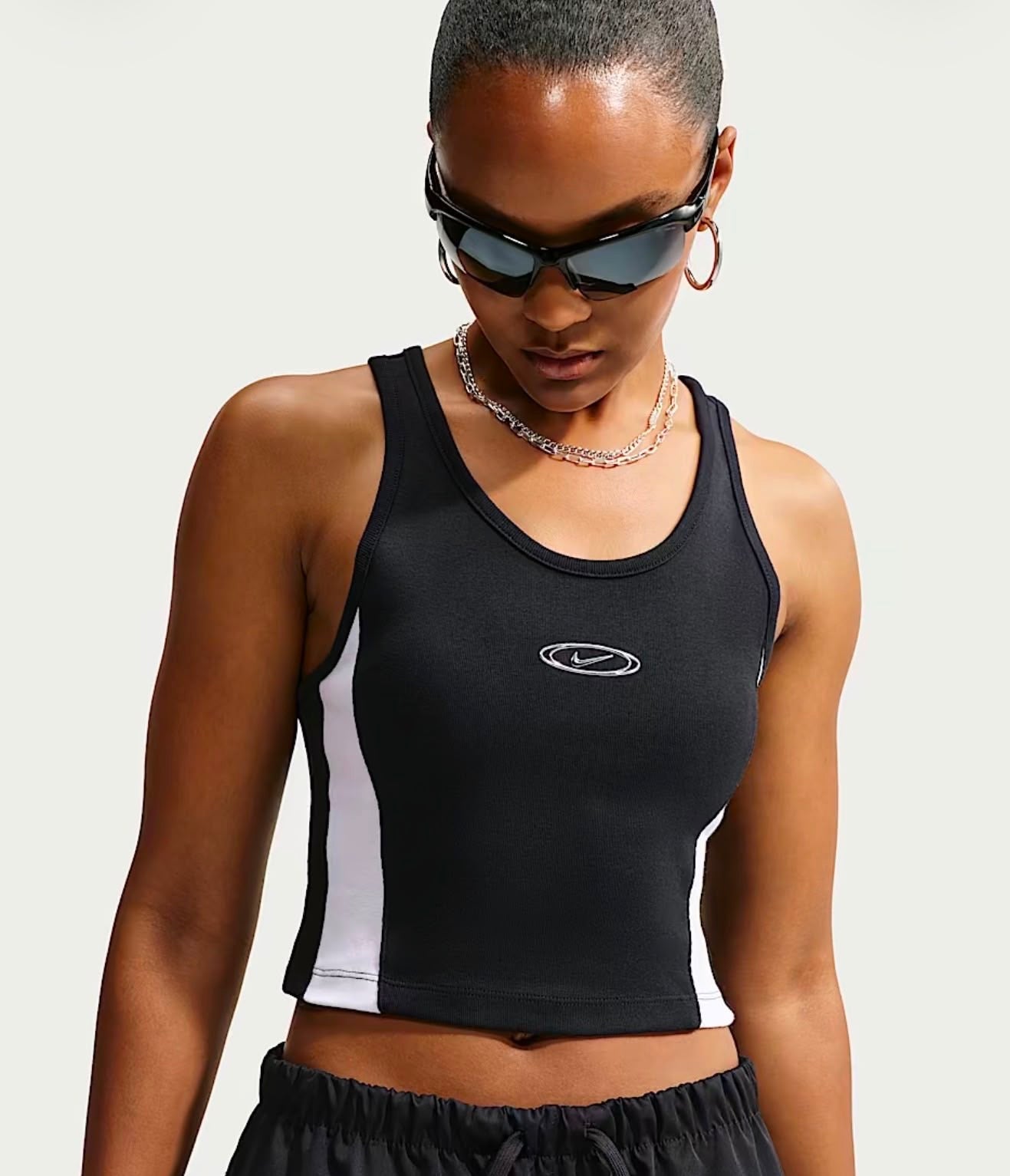 Top Corto Nike Sportswear Mujer Negro/Blanco Original | Tank Top Ajustado