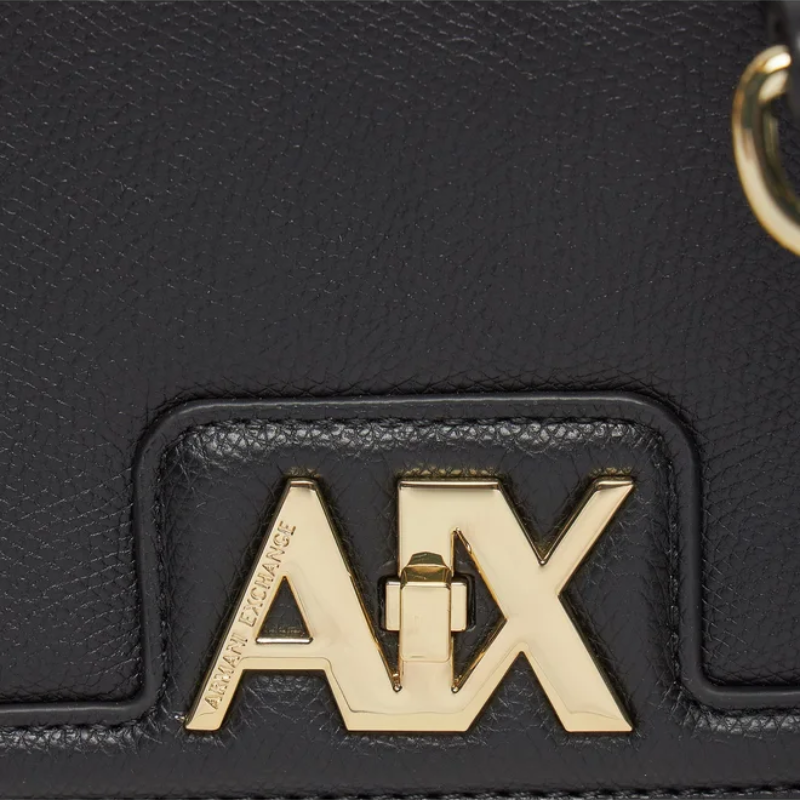 Bolso Crossbody Armani Exchange A|X Negro con Cadena Dorada
