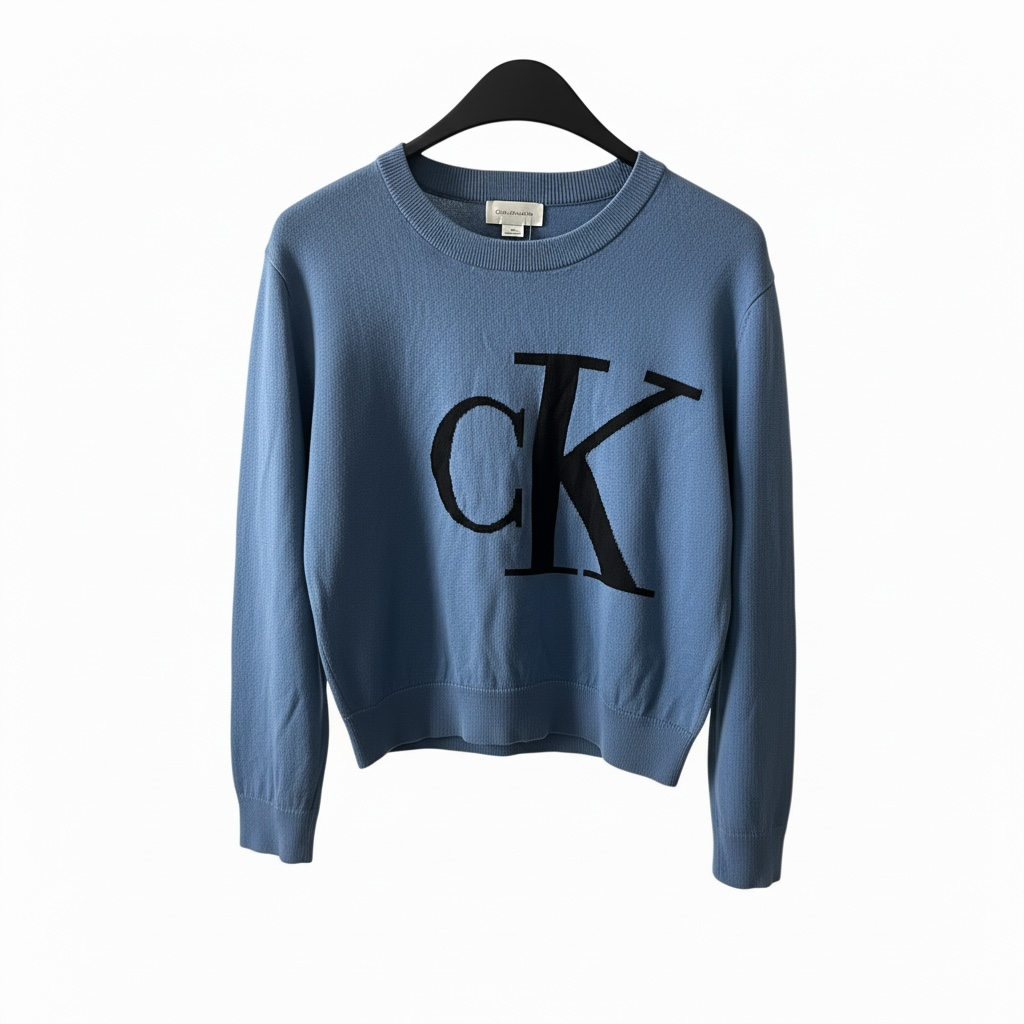 Suéter Calvin Klein Azul Claro con Logo CK Negro