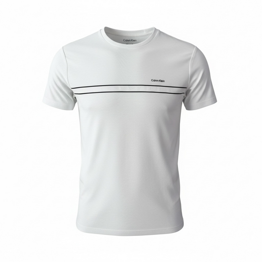 Camiseta Calvin Klein Blanca para Hombre con Logo y Línea Frontal