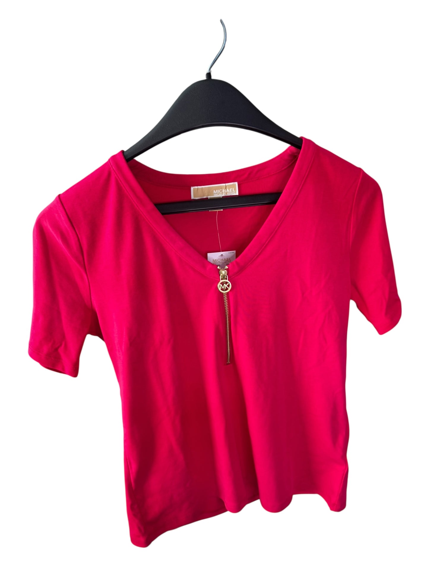 Camiseta Michael Kors para Mujer Rosa Intenso con Cierre Decorativo MK