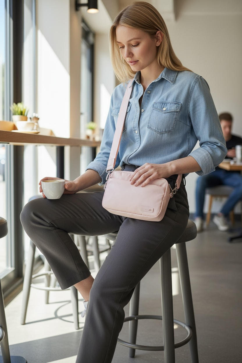 Bolso Crossbody Adidas Luxe Rosa Blush con Correa Ajustable