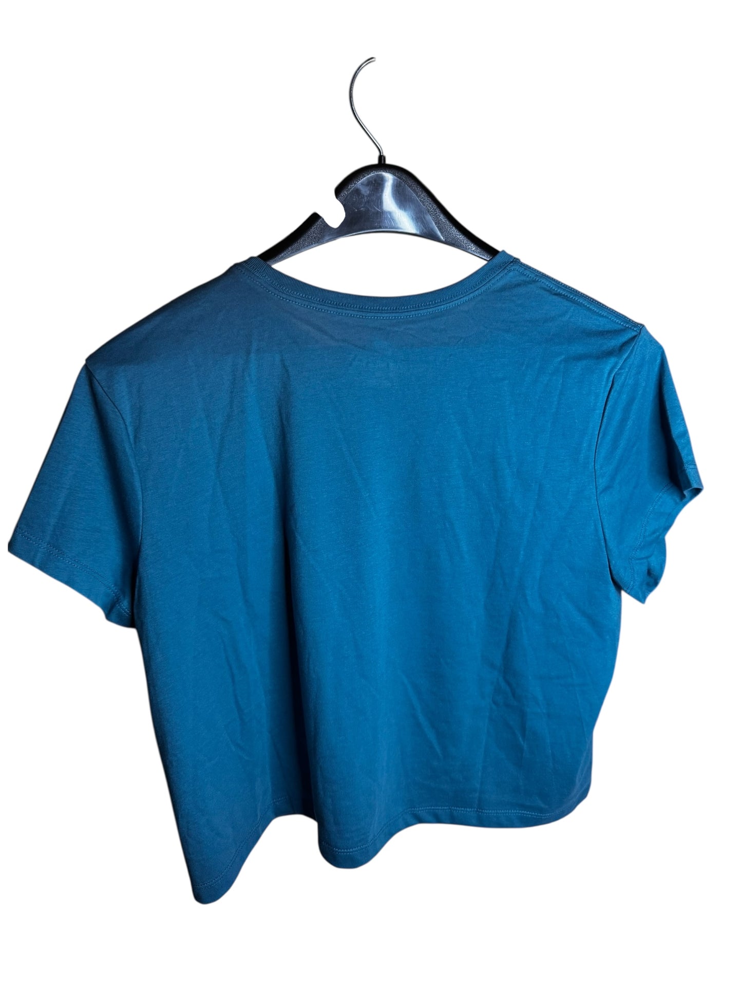 Camiseta Nike Crop para Mujer Azul con Logo Turquesa