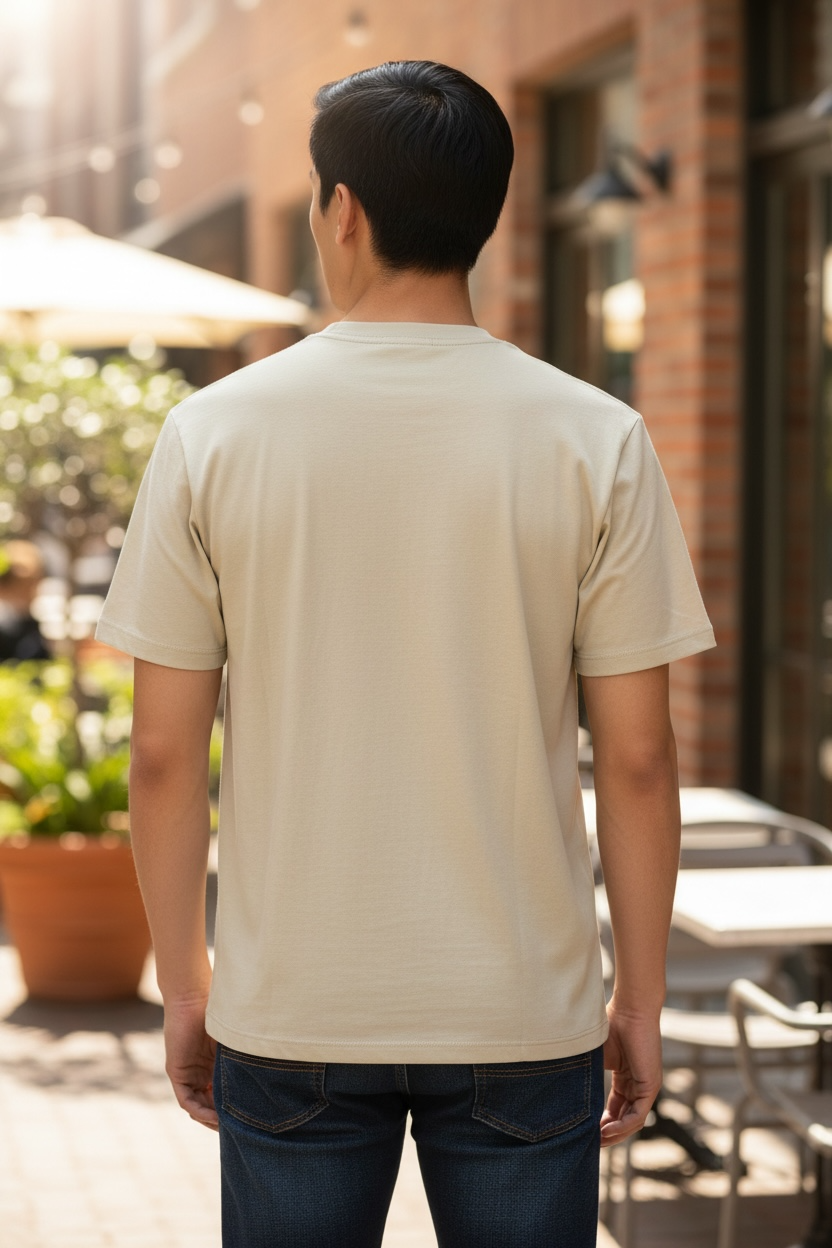 Camiseta Calvin Klein Beige Minimalista con Logo Frontal para Hombre