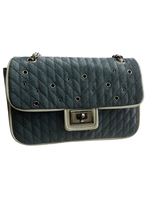 Bolso de Hombro Karl Lagerfeld Paris Agyness en Denim Azul Acolchado