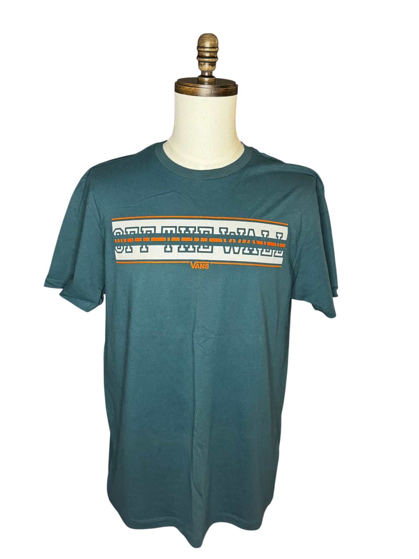 Camiseta Vans Verde Azulado con Diseño Gráfico Frontal para Hombre