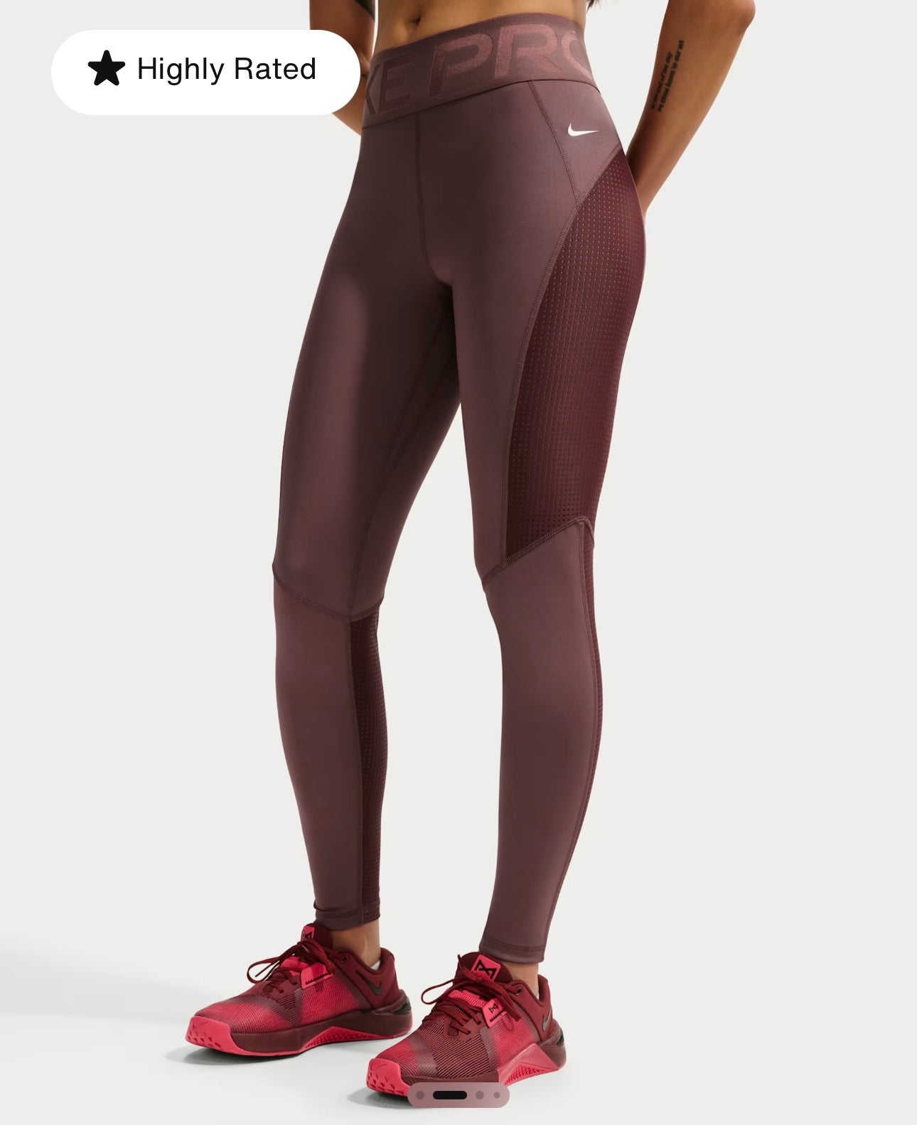 Nike Pro Sculpt Leggings Deportivos de Tiro Alto 7/8 Mujer – Burgundy Crush