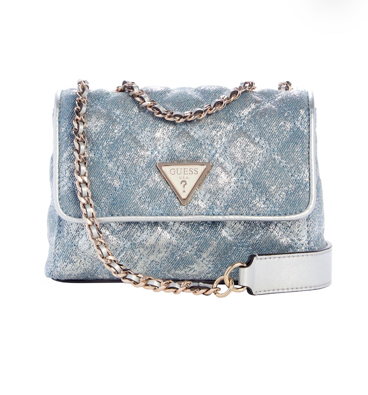 Bolso Mini GUESS Giully II Crossbody en Denim Metálico Azul