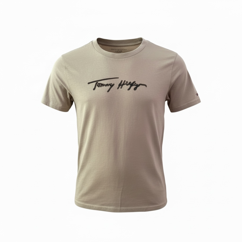 Camiseta Tommy Hilfiger Niño Beige con Logo Estampado – Estilo Casual Premium