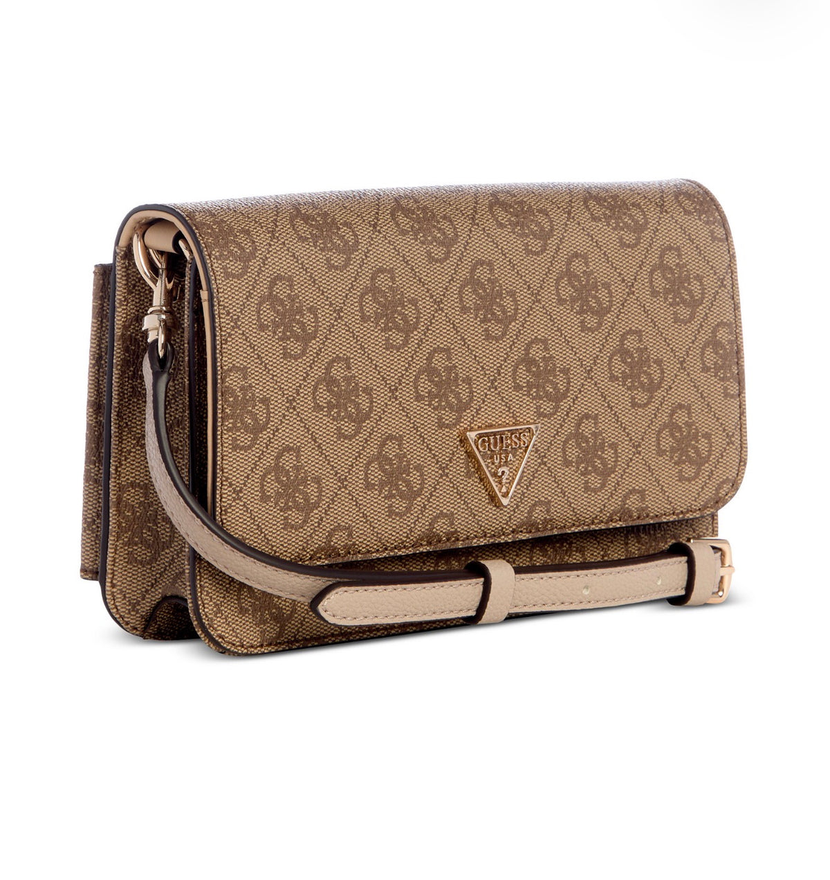 Bolso Crossbody GUESS Noelle II con Solapa Estampado Latte Logo