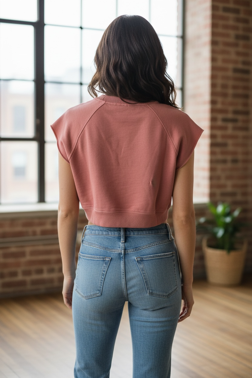 Camiseta Crop Performance Calvin Klein para Mujer – Sin Mangas, Azul Claro y Rosa Claro