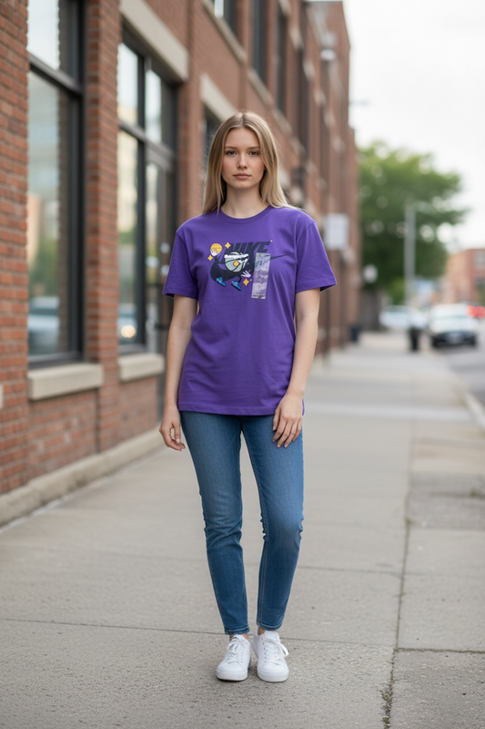 Camiseta Nike para Mujer Morada con Logo Gráfico