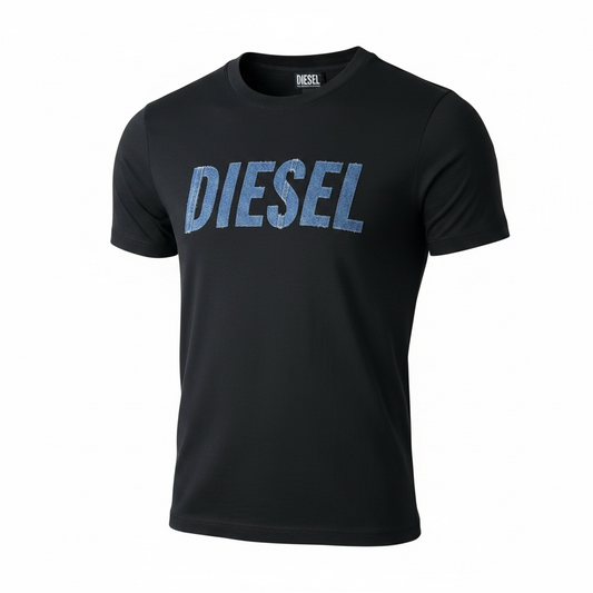 Camiseta Diesel Hombre con Logo Denim Bordado – Edición Premium