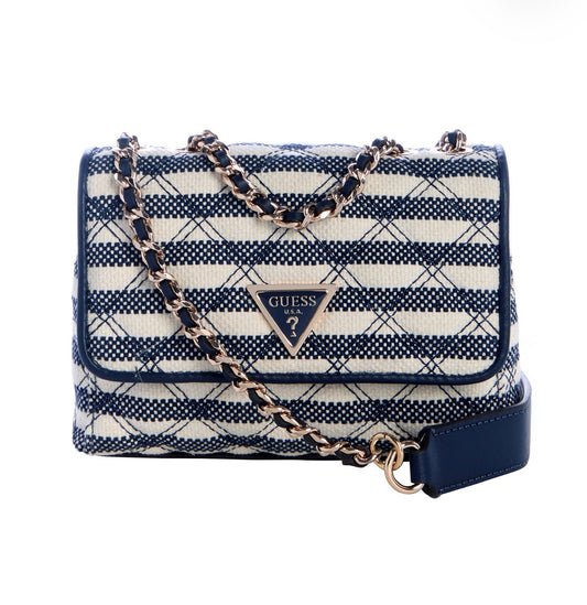 Bolso Mini GUESS Giully II Crossbody a Rayas Azul y Crema