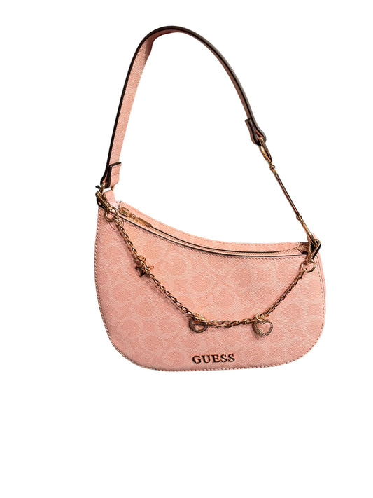 Bolso Hobo Guess Bobbin Monogram Rosa Suave con Charms Dorados