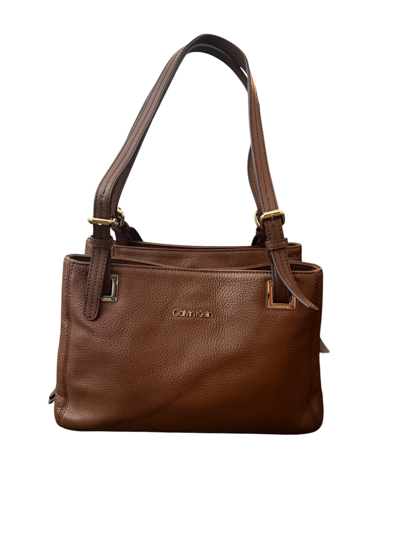 Bolso de Hombro Calvin Klein en Cuero Granulado Café