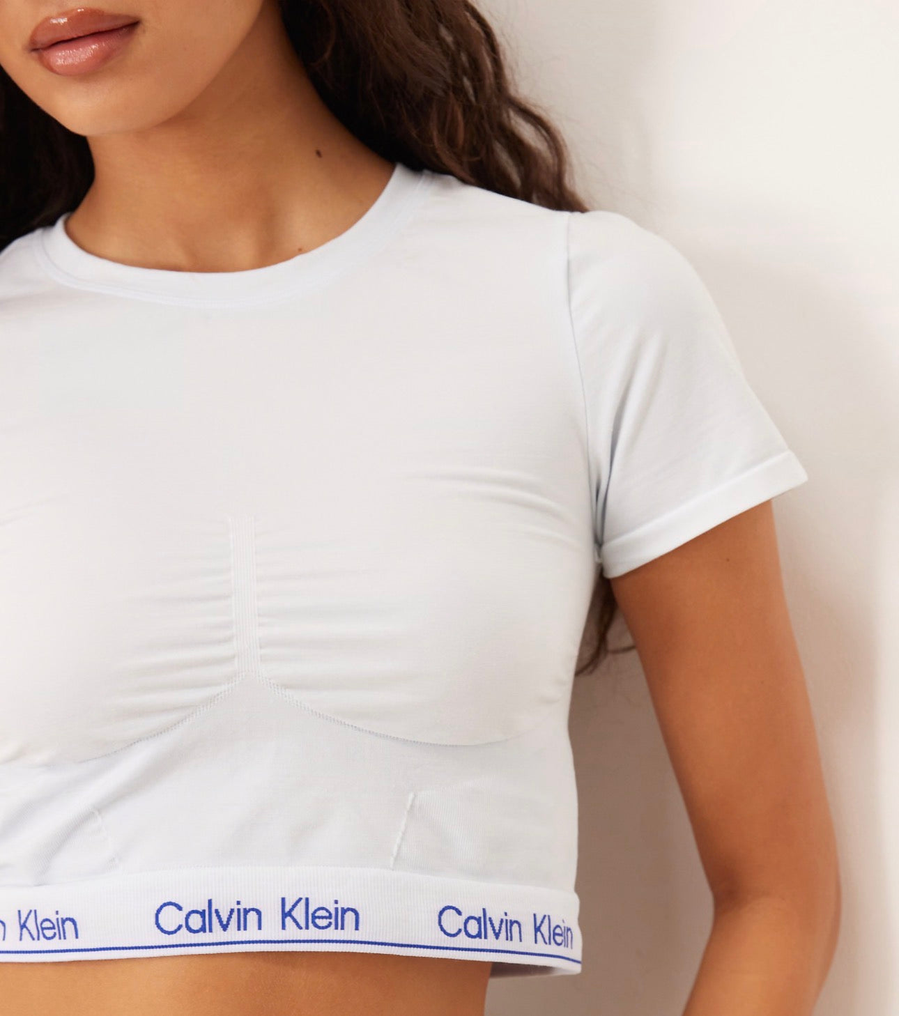 Top Calvin Klein Shapewear Manga Corta Icy Blue Mujer