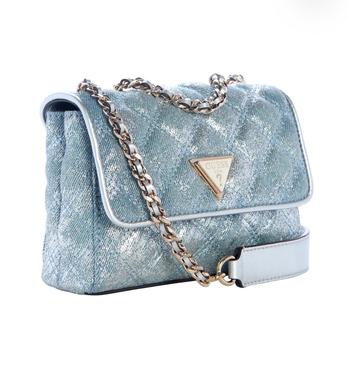 Bolso Mini GUESS Giully II Crossbody en Denim Metálico Azul